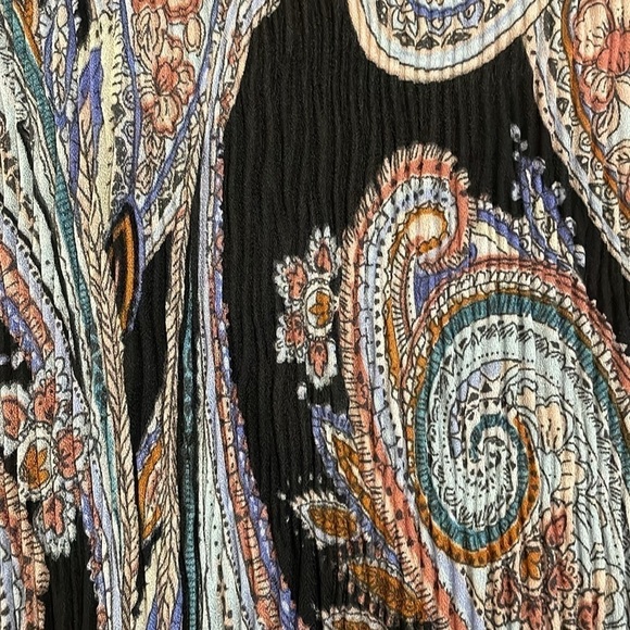 Spense Women's Button Front Shirt 3X Black Paisley Stretch Smock Body Longline - Picture 6 of 11